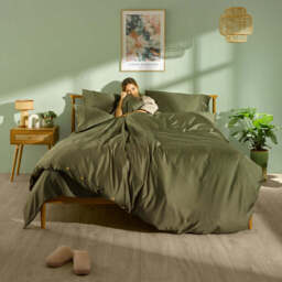Signature+TM Bamboo Lyocell Bedding - Duvet Cover - Forest Green - UK Single - thumbnail 2