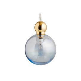 Uva Glass Pendant Lamp 7cm, Gold Finish, Topaz blue