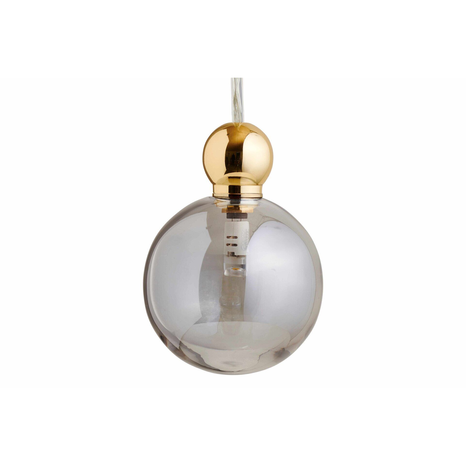 Uva Glass Pendant Lamp 7cm, Gold Finish, Smokey grey