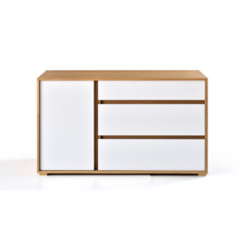 Clarion Chest of Drawers 130cm, Natural Oak with White Lacquer, Beige