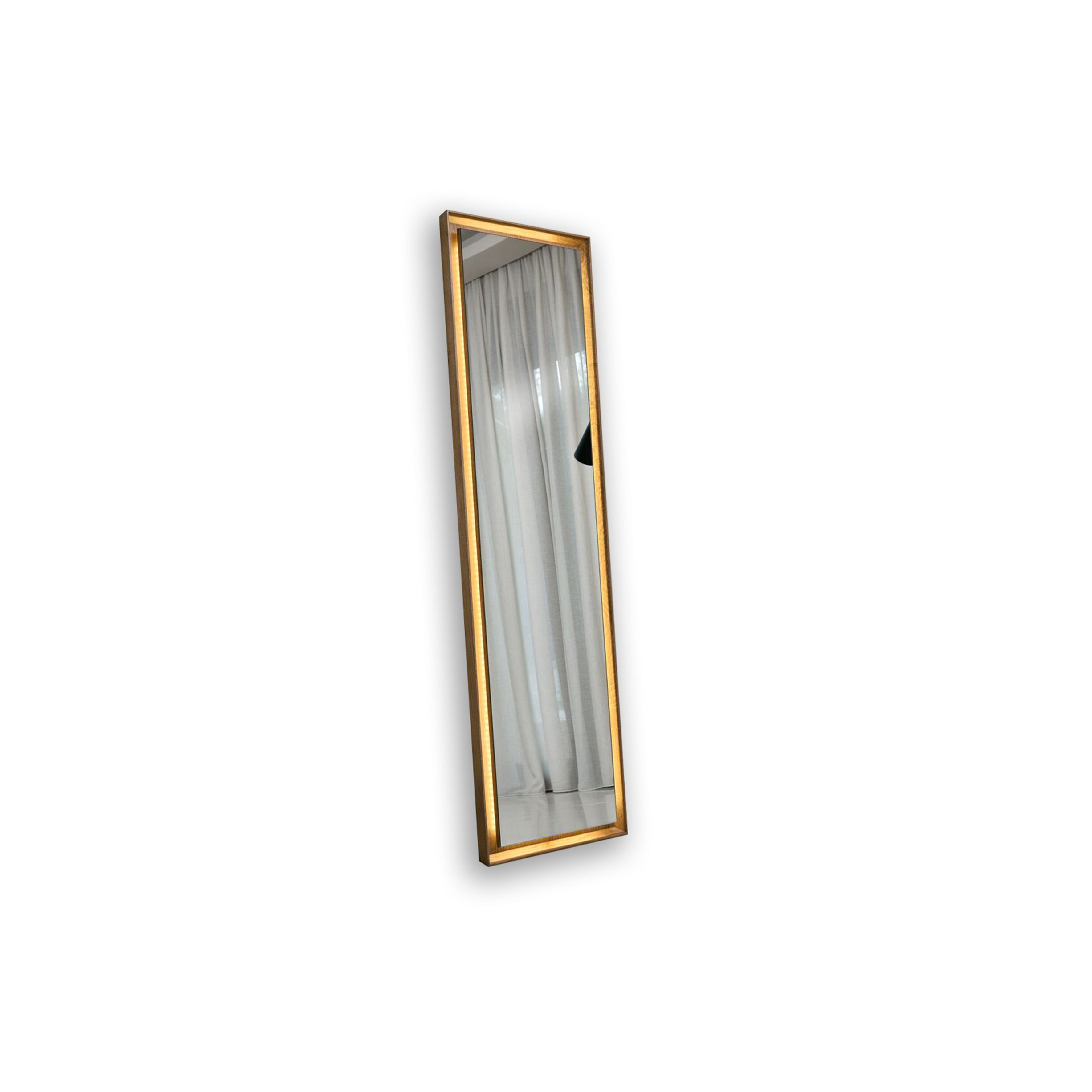 Moli Floor Standing LED Mirror, Walnut Finish