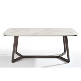Totem Marble-effect Ceramic Top Dining Table 200cm, White