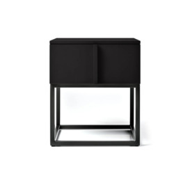 Hana Lacquered Bedside Table 50cm, One Drawer, Black