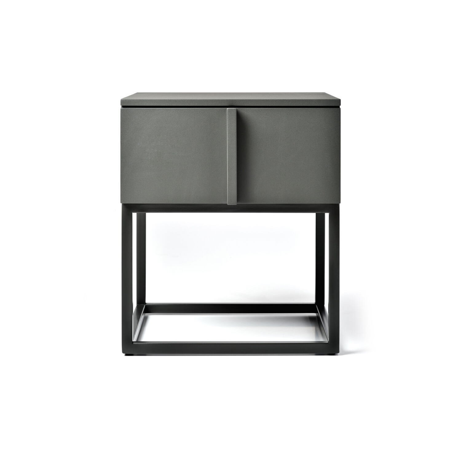 "Hana Lacquered Bedside Table 50cm, One Drawer, Grey "