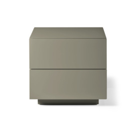 Miro Lacquer Bedside Table 60cm, 2 Drawer, Khaki