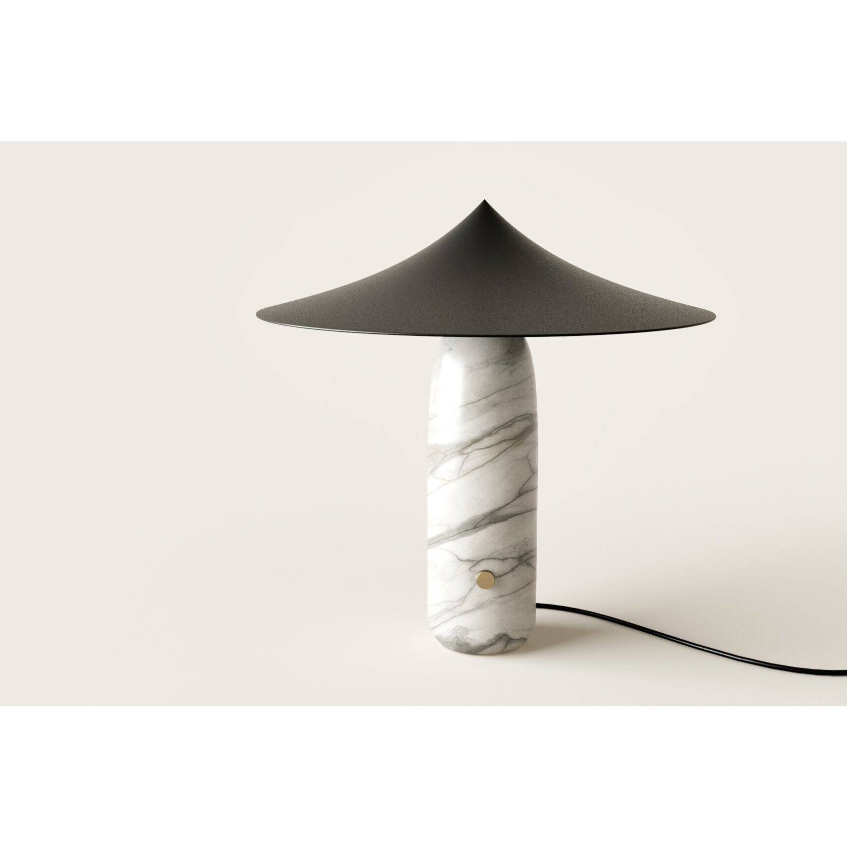 "Tae LED Marble Table Lamp with Black Shade, White Marble / Black "