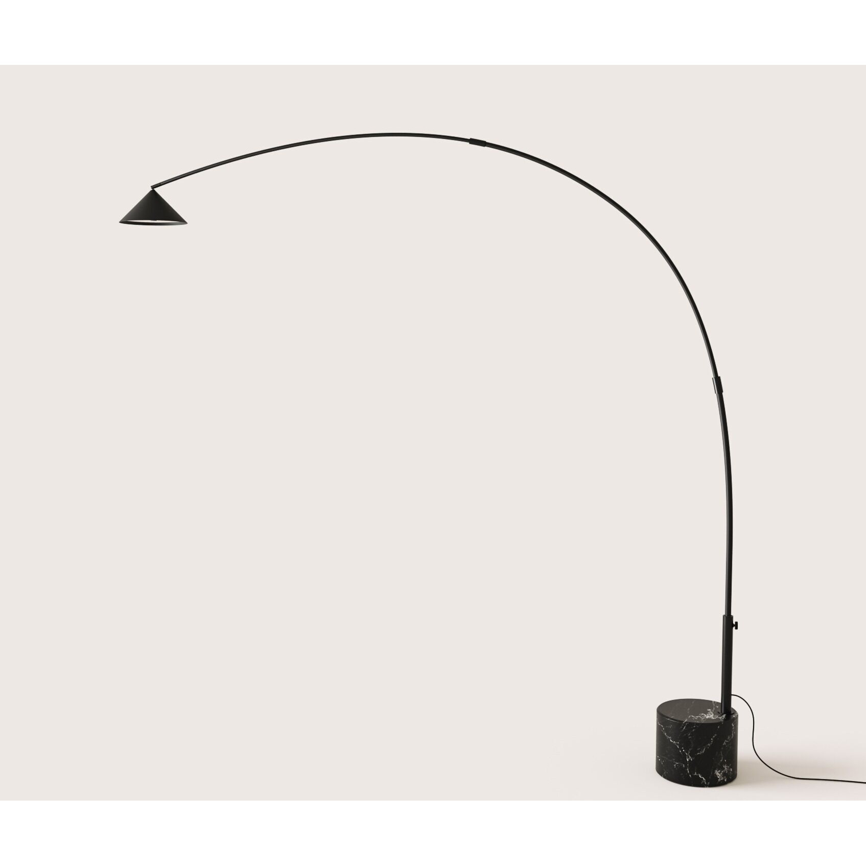 Eiko LED Arc Floor Lamp with Marble Base, Black with Black Marble