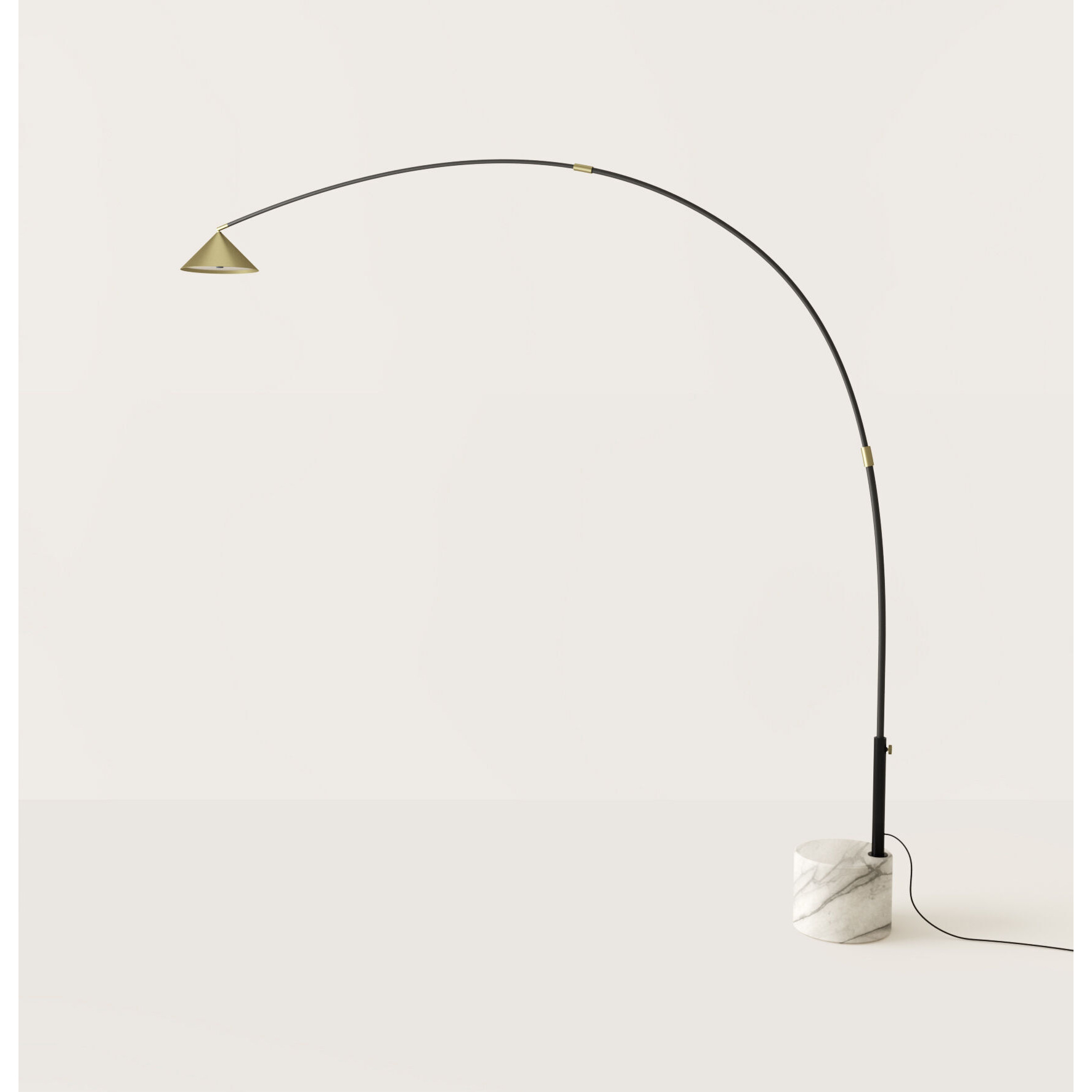 Eiko LED Arc Floor Lamp with Marble Base, Gold with White Marble