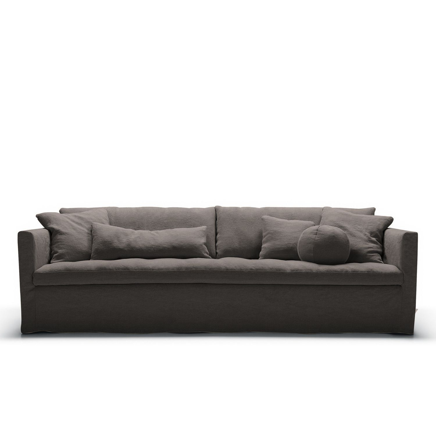 Lilly 100% Linen 3 Seater Sofa, Removable Cover , Dark Grey