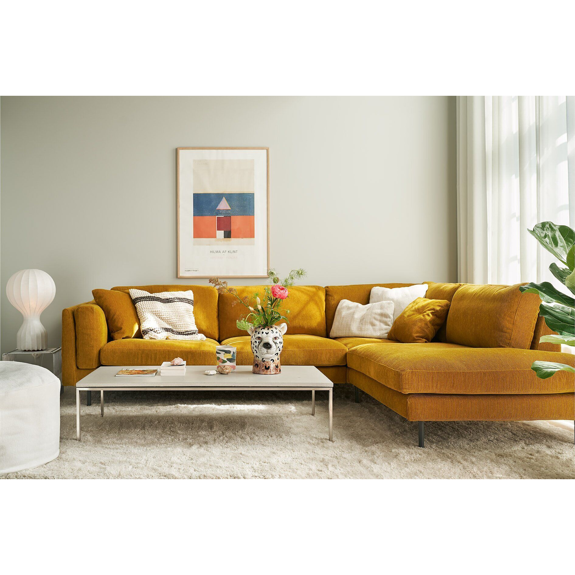 Felix Corduroy Corner Sofa, Right Hand , Spiced Saffron