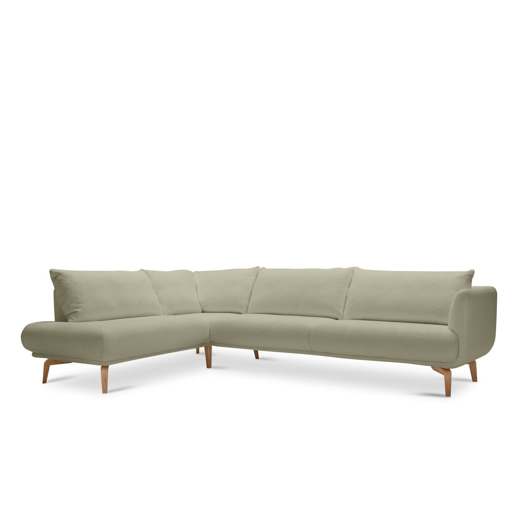 Seb Boucle Corner Sofa, Left Hand, Light Grey