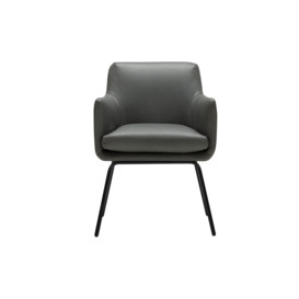 Mylo Grey Leather Dining Armchair