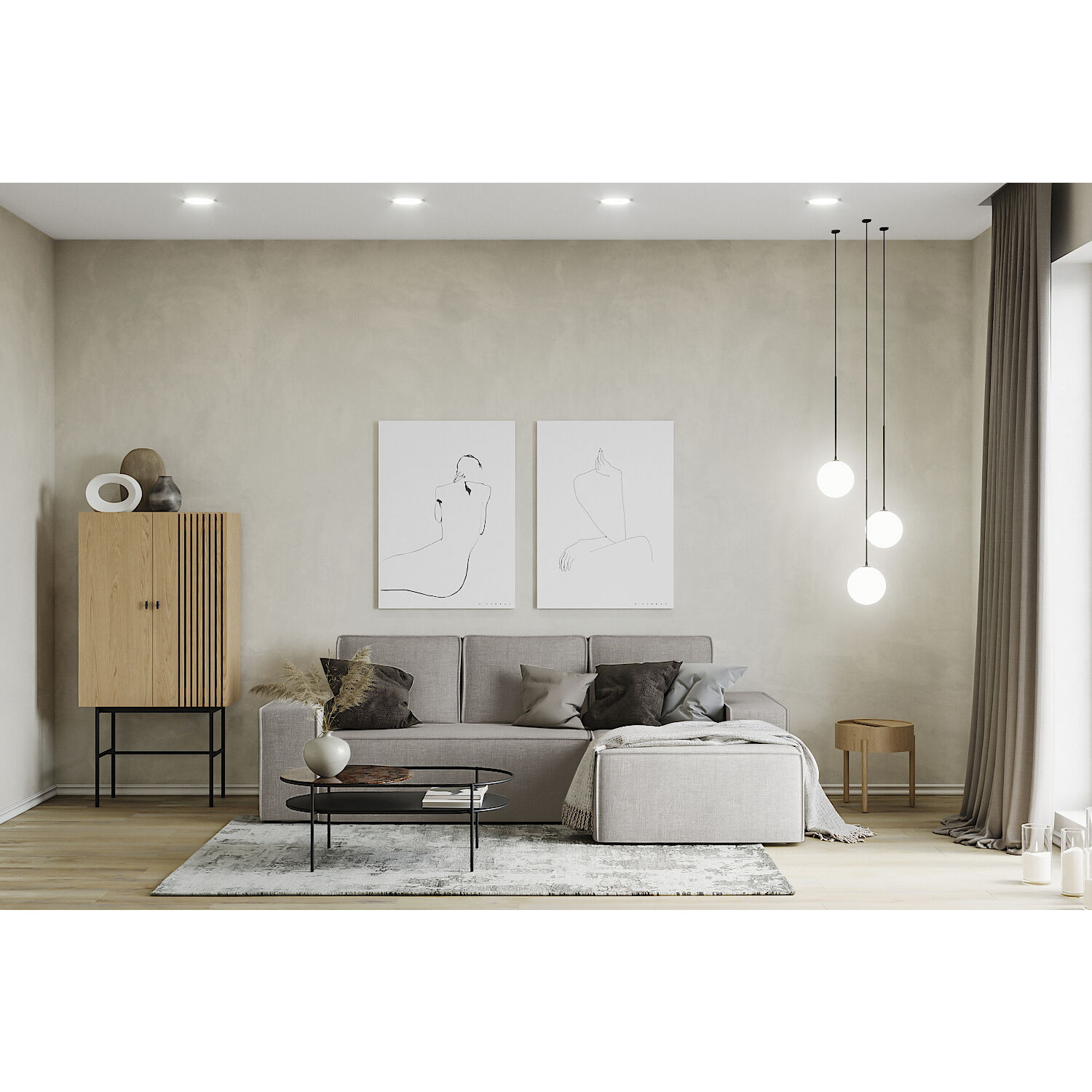 Hoxton Linen Double Bed Corner Sofa, Left Hand, Light Grey