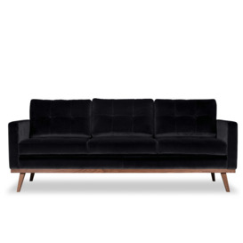Theo Velvet 3 Seater Sofa, Black