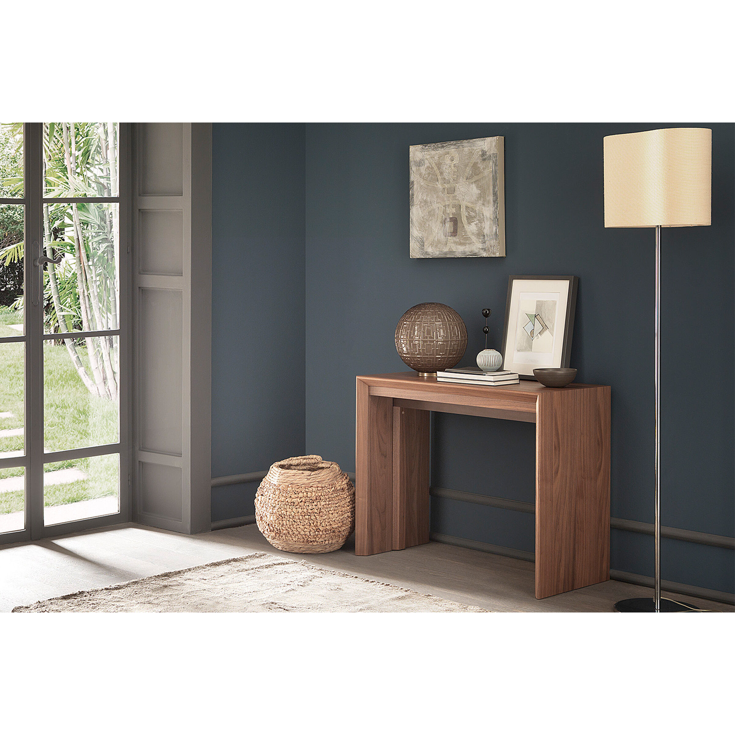 Hoffman Extendable Console Dining Table 95/295cm, Natural Walnut
