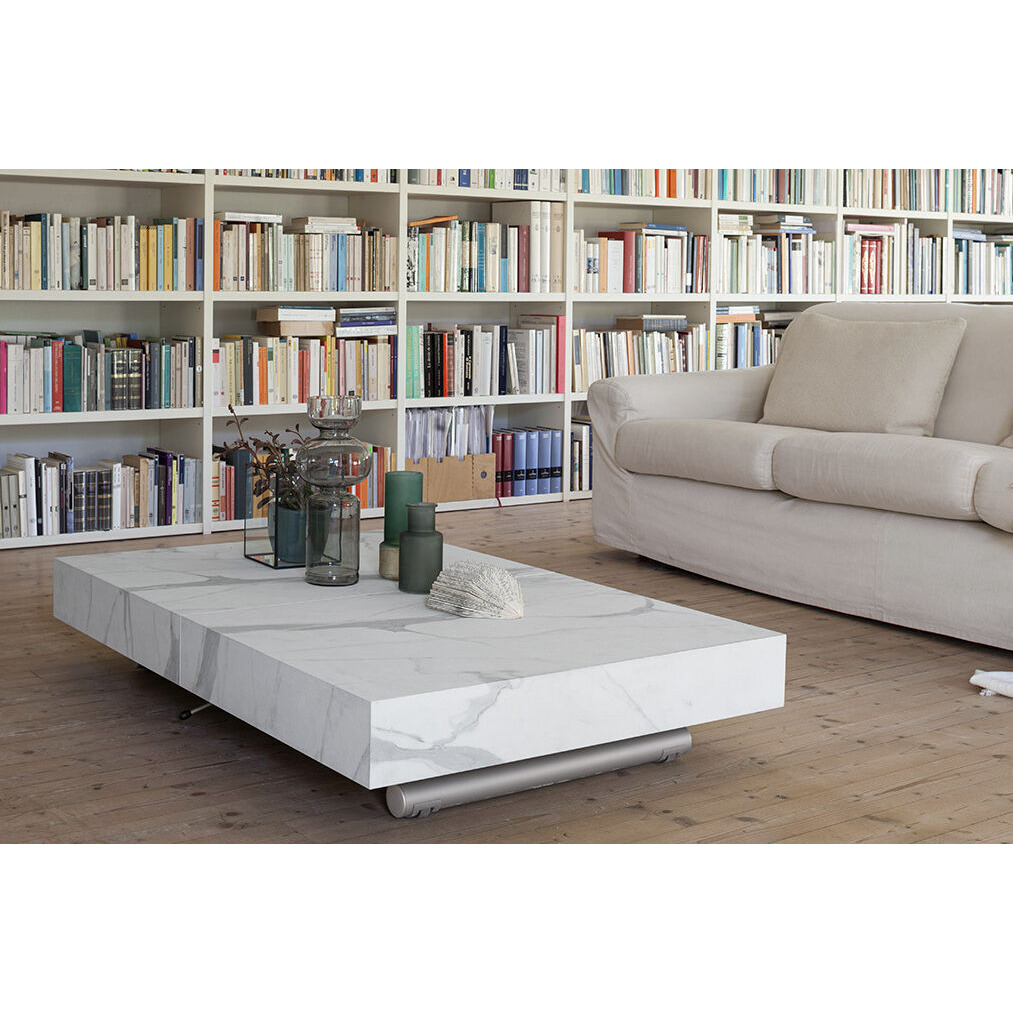 Barbican Convertible Coffee - Dining Table 120/220 cm, Marble Effect