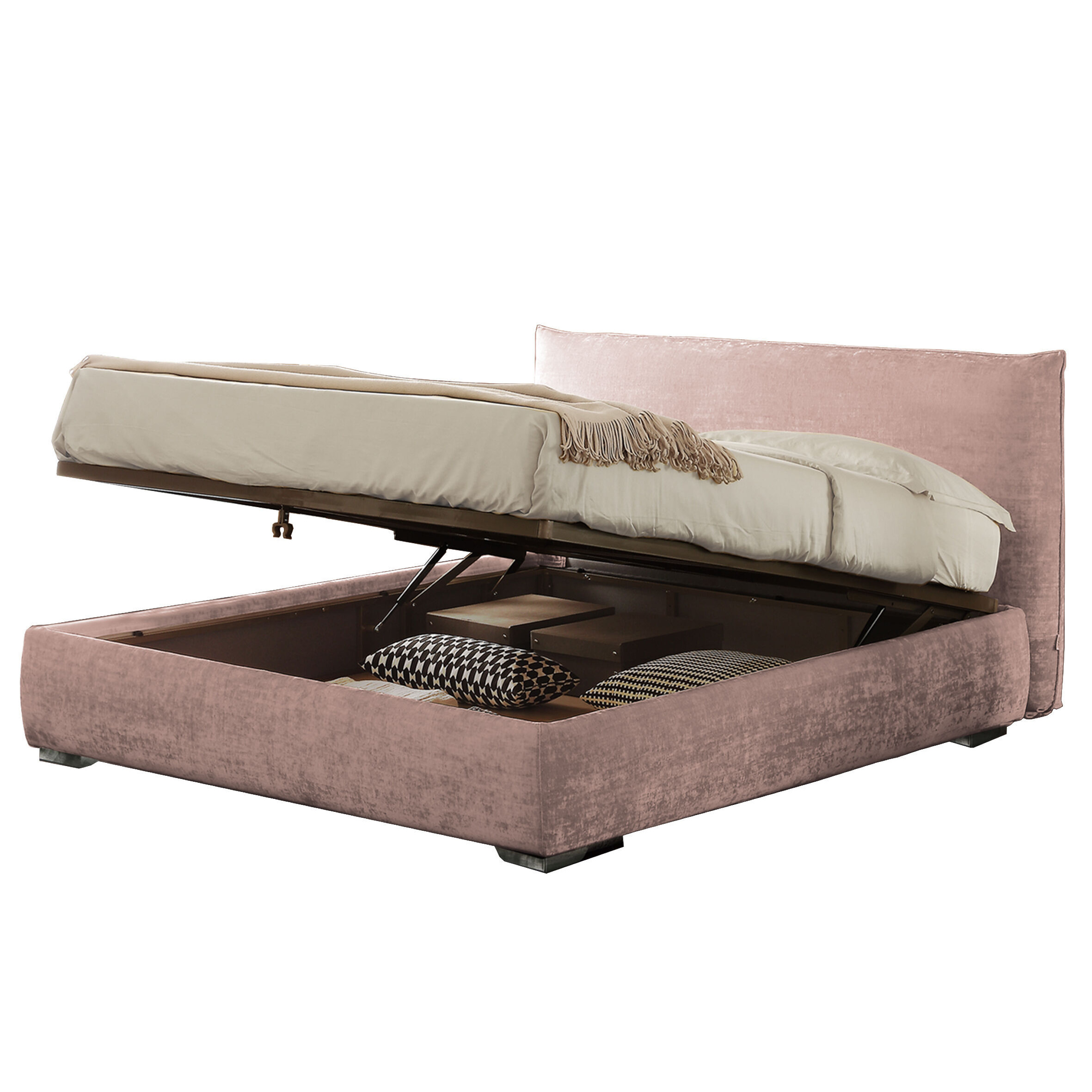 Claridge Double Bed with Storage, Blush