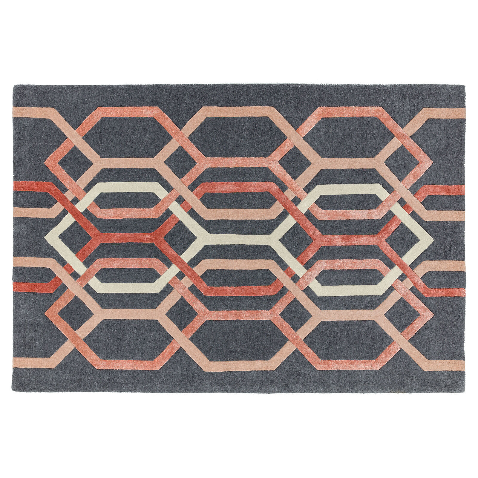 Geom Wool Rug, 160X230 cm, Charcoal