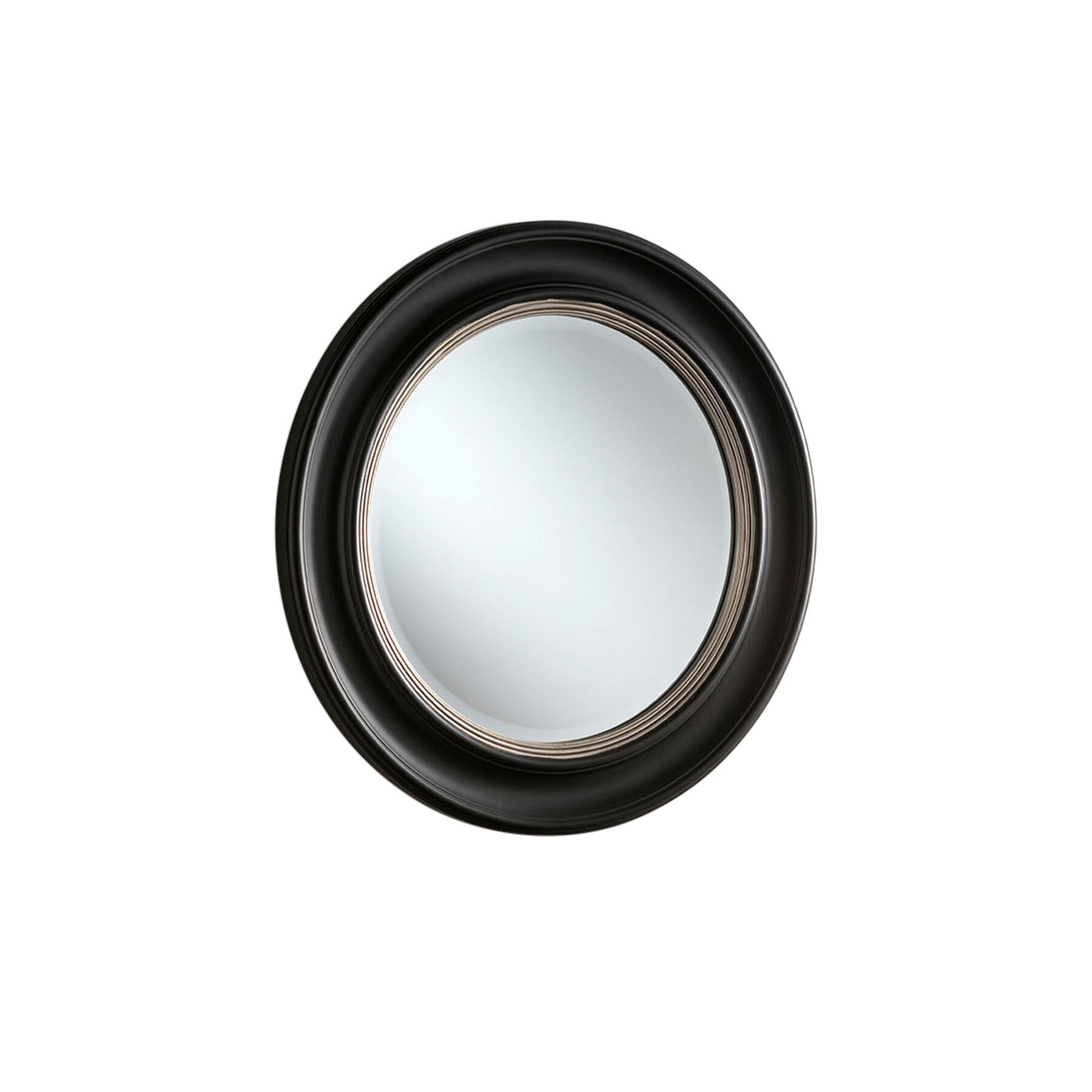 Boston Black Round Mirror 66cm, Silver
