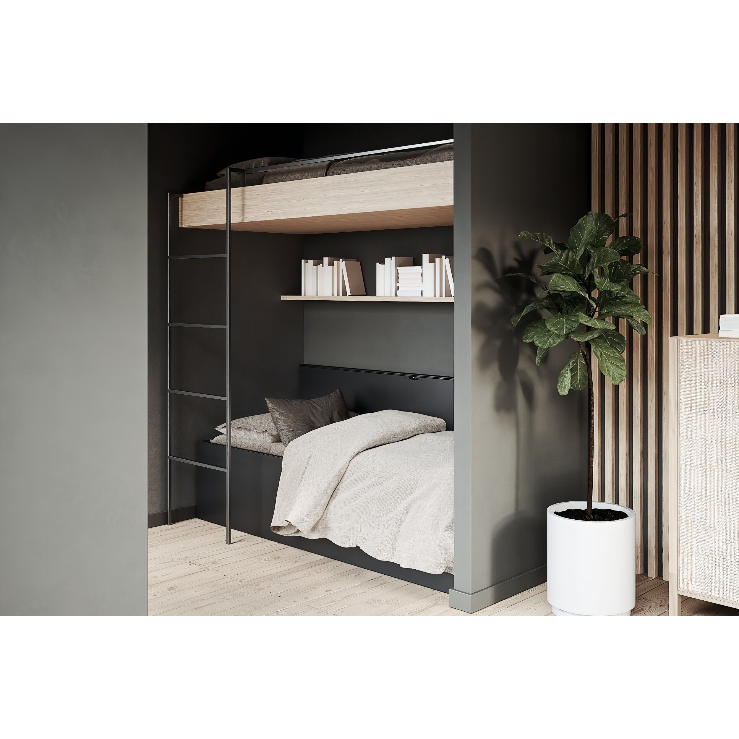 Fusion Desk Transforming to Single Bed, Black