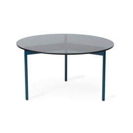 From Above Round Glass Coffee Table 72cm, Smokey Grey Glass / Ocean Blue