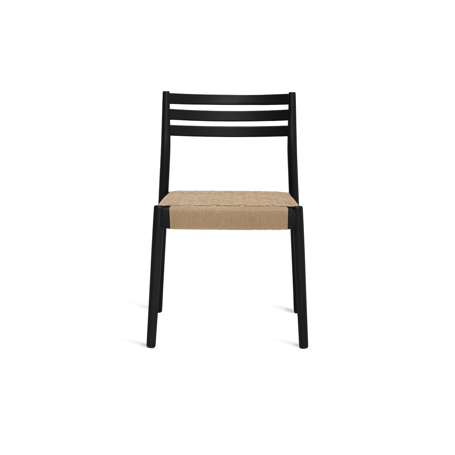 Bogart Stackable Wood Dining Chair, Woven Cord Seat, Black