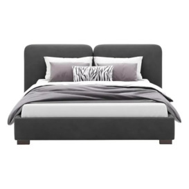 Khloe UK Double Size Velvet Bed 135cm, Grey