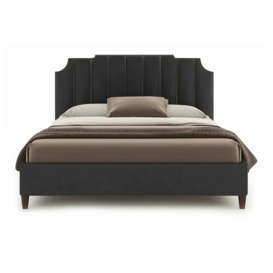Gabriella UK King Size Velvet Bed 150cm, Grey