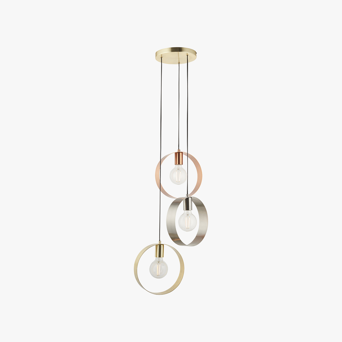 Magus 3 light Pendant in Brushed Brass & Brushed Nickel