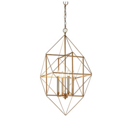 Sansa Large Geometric Pendant in Gold and Silver Leaf