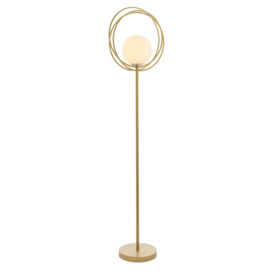 Katrina Opal Glass Hoop Floor Lamp in Gold