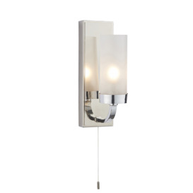 Serena Frosted Glass Bathroom Wall Light in Nickel
