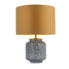 Pamela Blue Mottled Glass Table Lamp with Gold Shade
