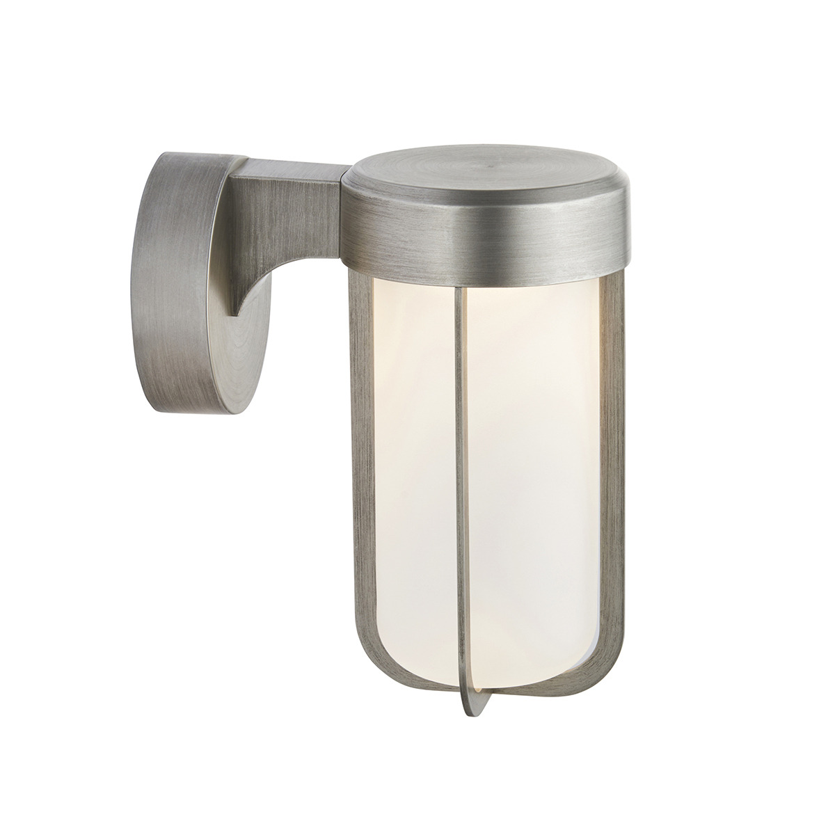 Wyatt LED Frosted Glass Wall Light in Brushed Silver