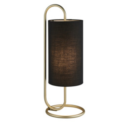 Lilith Table Light in Antique Brass with Black Fabric