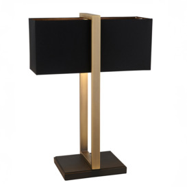 Kadence Black Shade Table Lamp in Antique Brass