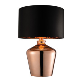 Welden Copper Glass Table Lamp with Black Fabric Shade