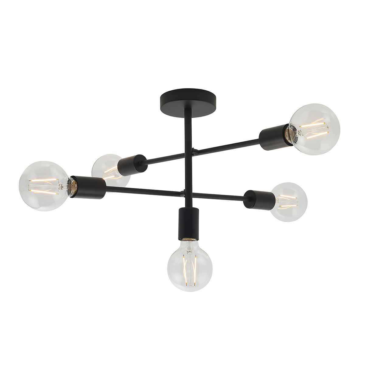 Deo Five Light Semi Flush Light in Matt Black