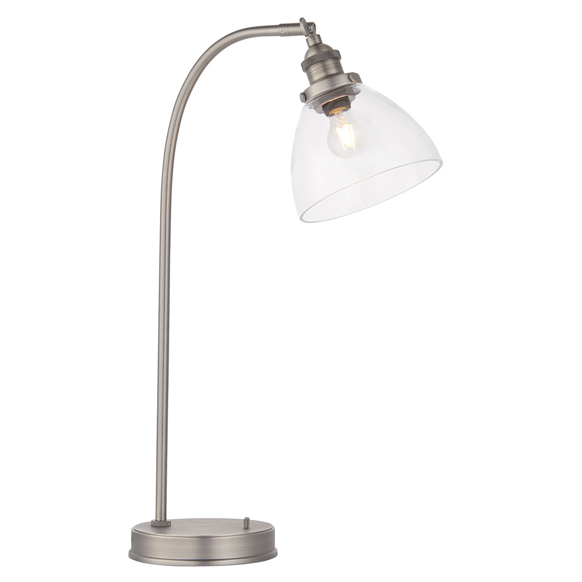 Ralph Clear Glass Table Lamp in Brushed Silver