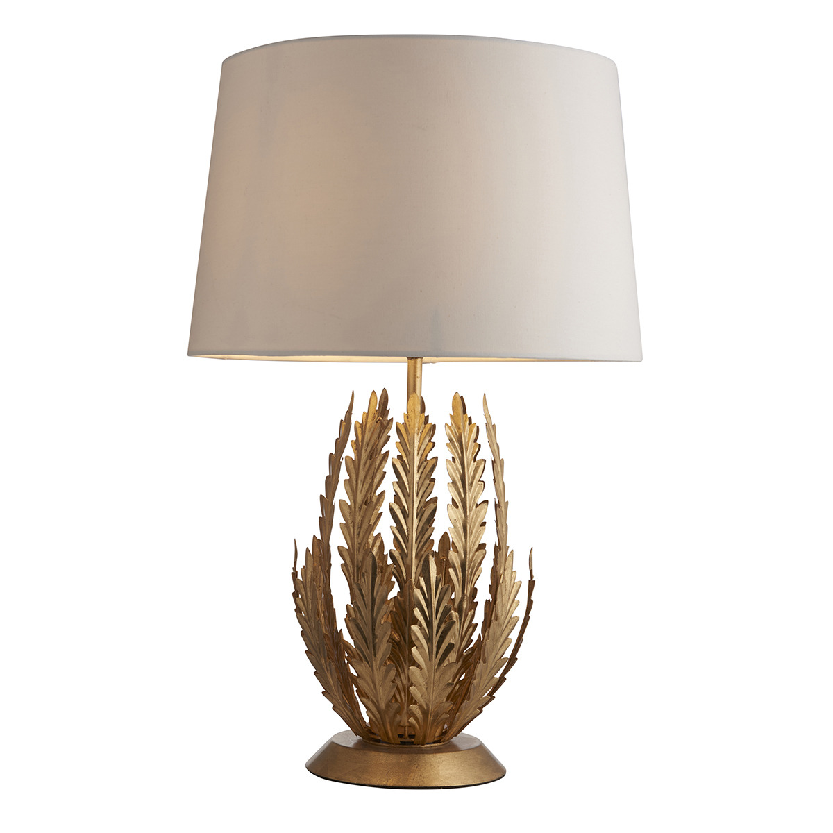 Arden Table Lamp in Gold Leaf with Ivory Cotton Fabric Shade