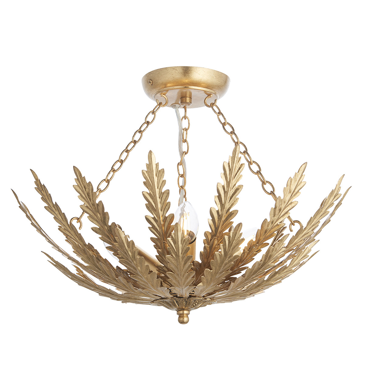 Arden Three Light Flush Light in Gold Leaf