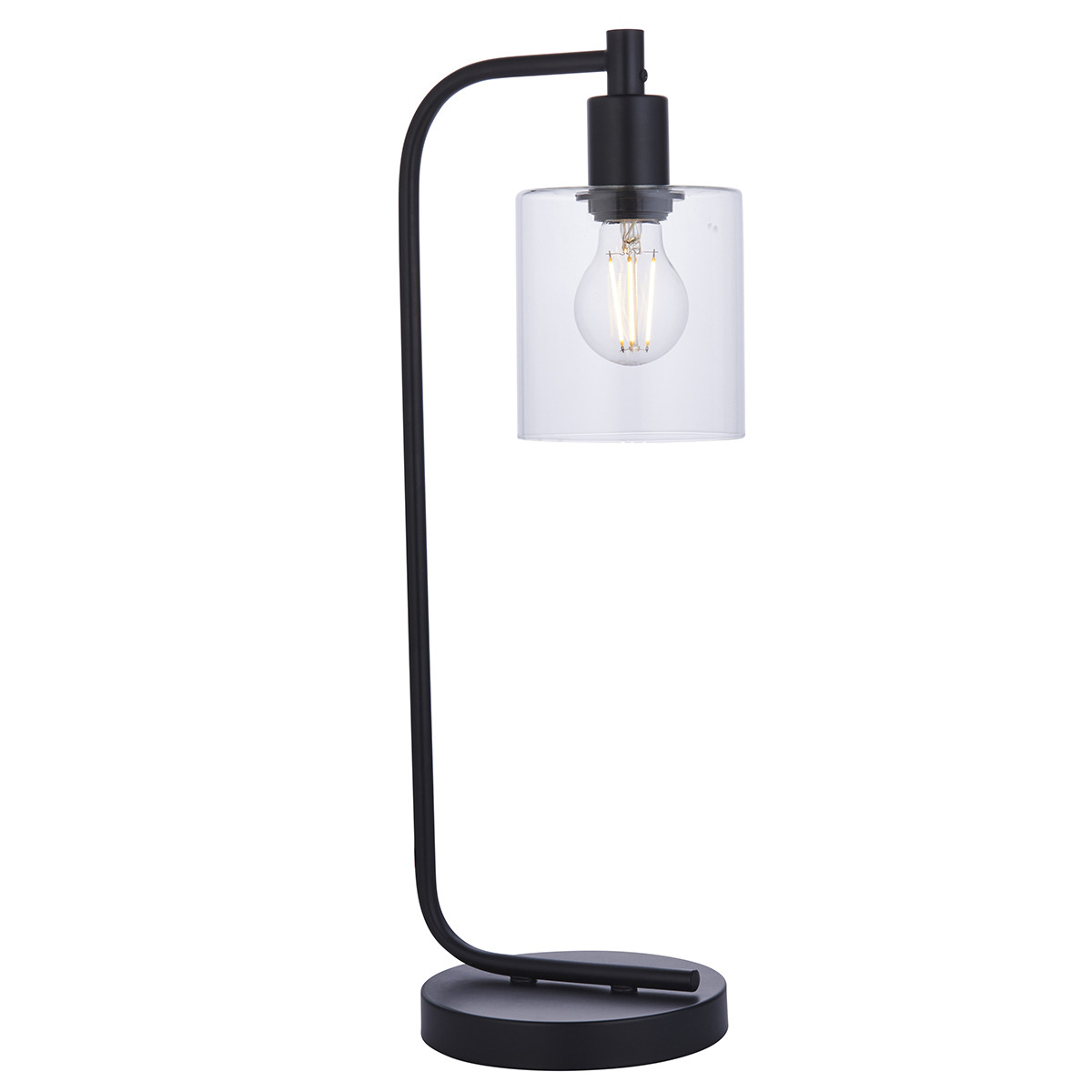 Bonnie Clear Glass Table Lamp in Matt Black