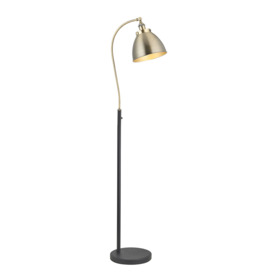 Fletcher Floor Lamp in Antique Brass and Matt Black