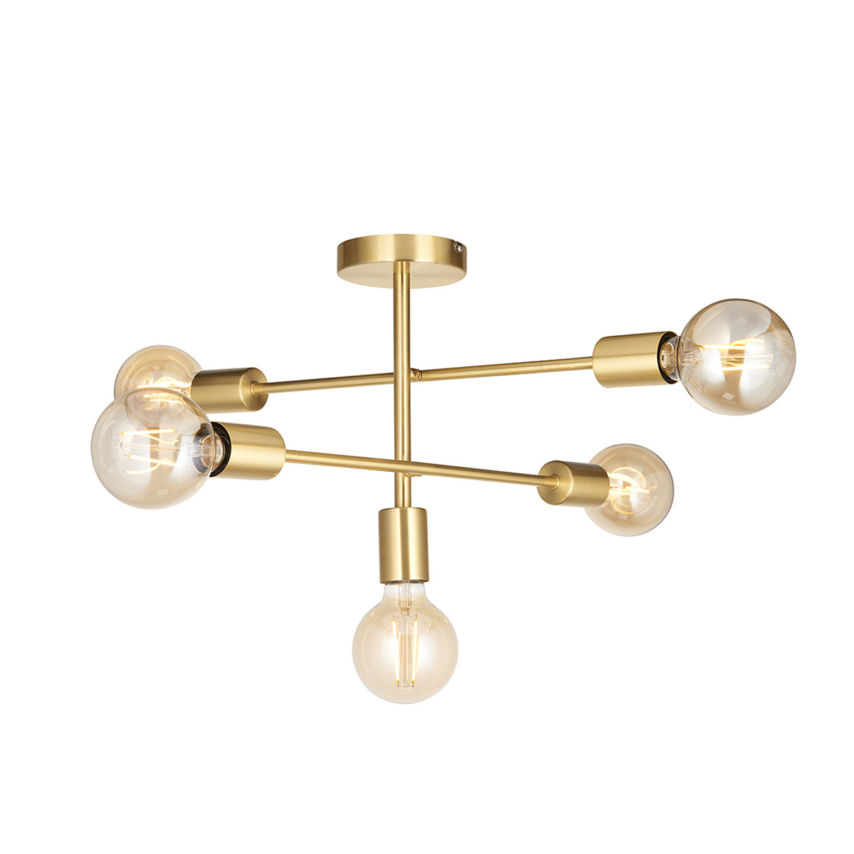 Deo Five Light Semi Flush Light in Satin Brass