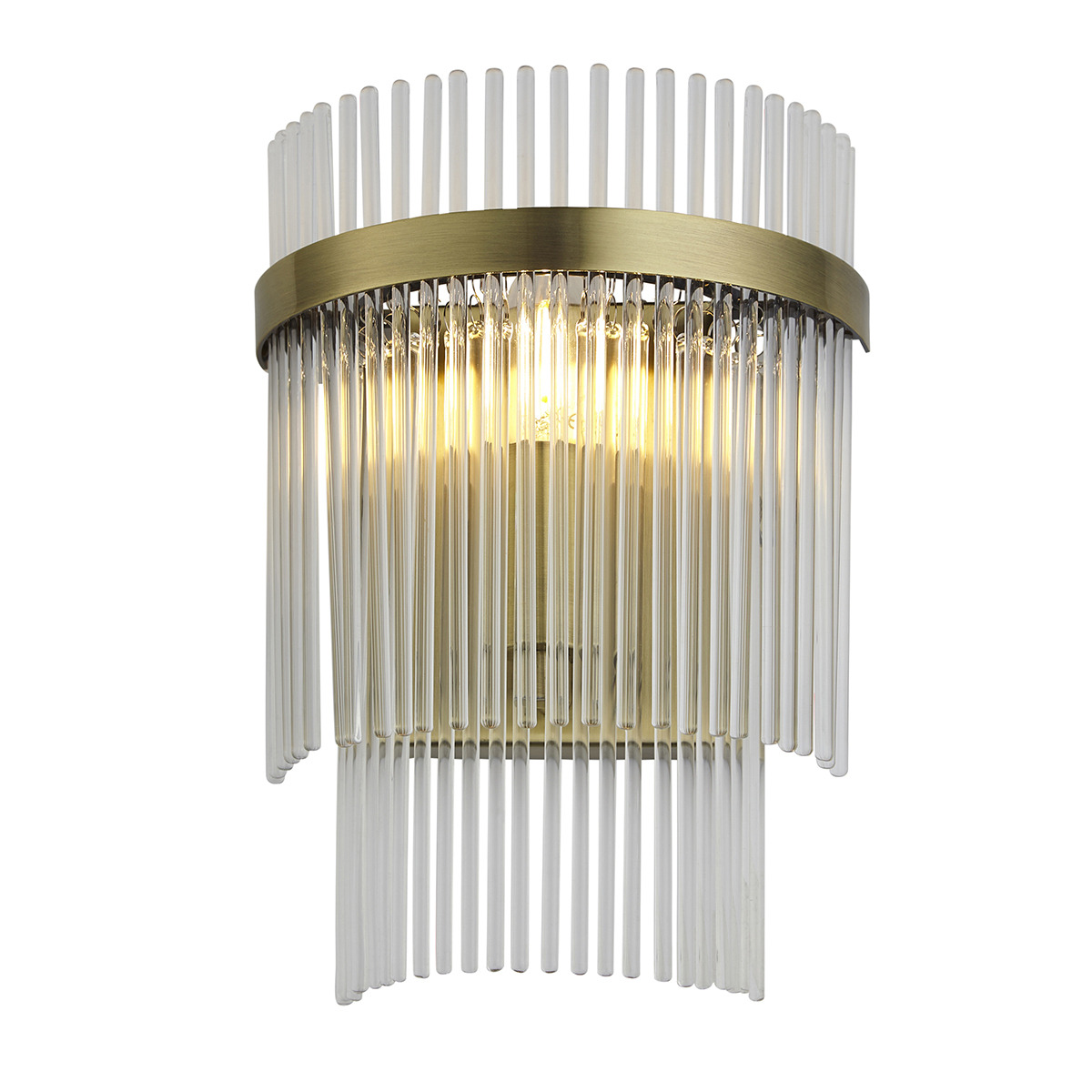 Monica Clear Glass Wall Light in Antique Brass