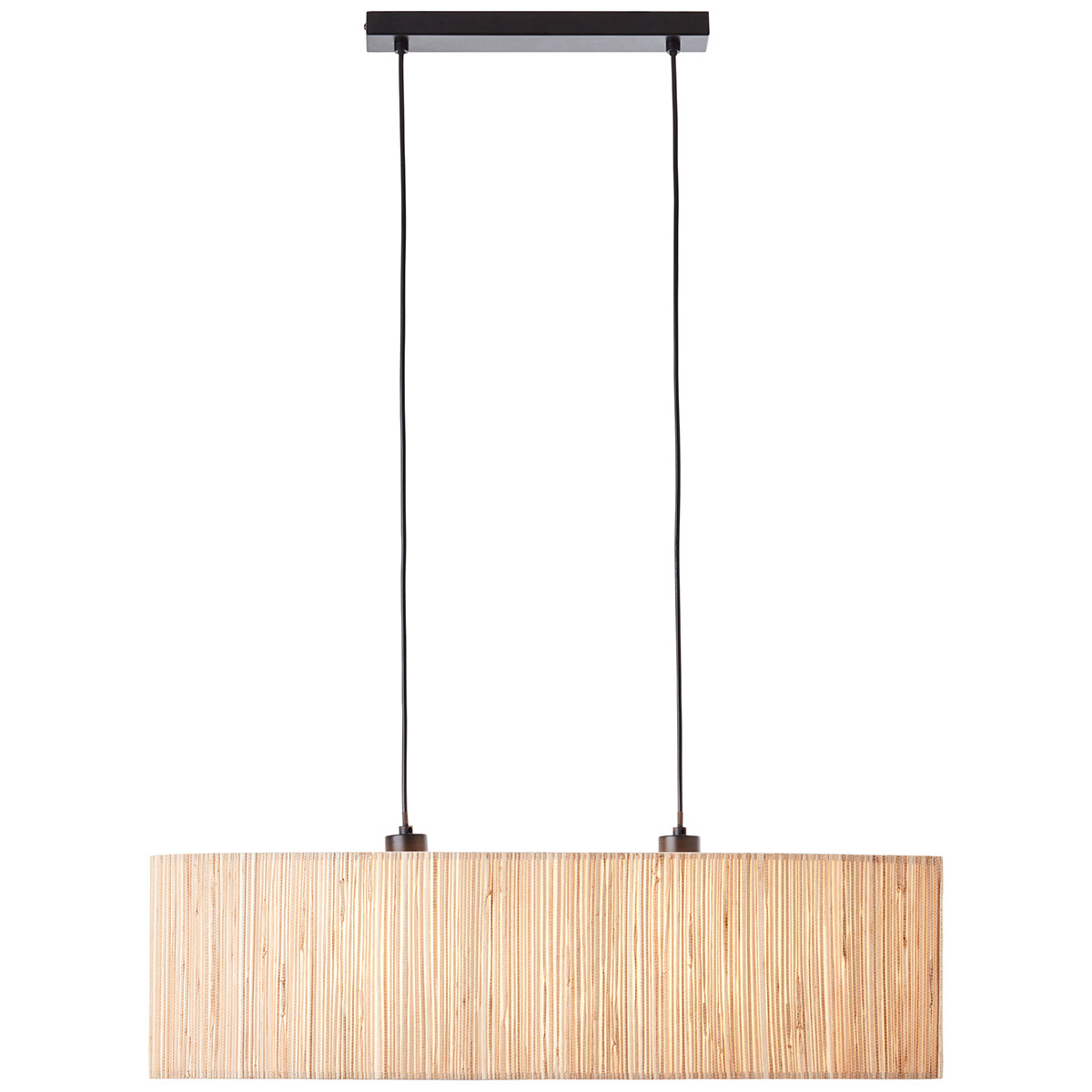 Lucille Natural Seagrass Two Light Pendant Light in Matt Black