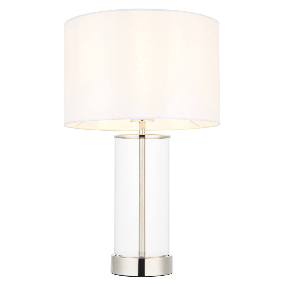 Agatha Clear Glass Table Lamp in Bright Nickel