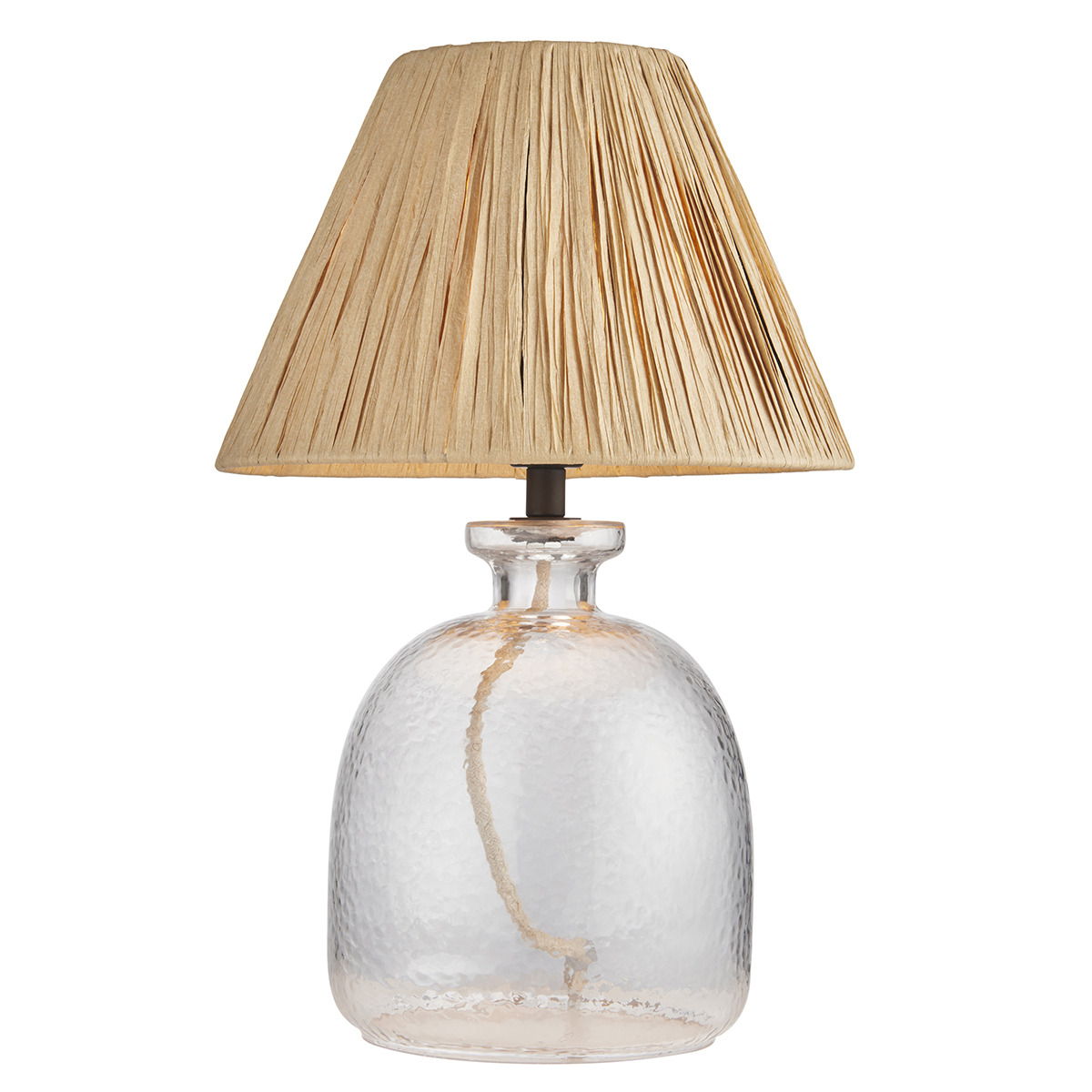 Lyndon Clear Glass Table Lamp Base with Natural Raffia Shade