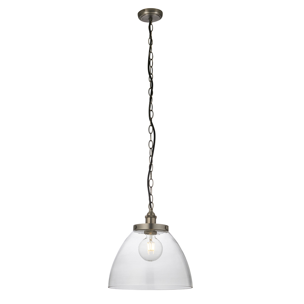 Ralph Clear Glass Grand Pendant in Brushed Silver
