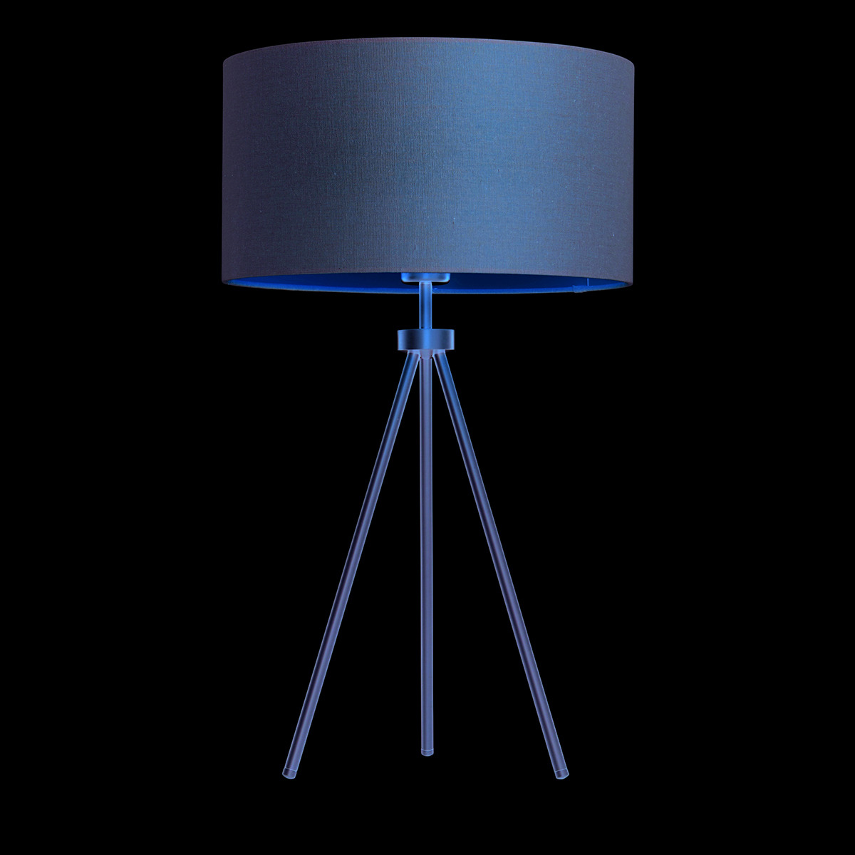 Toru Tripod Table Lamp in Matt Nickel with Grey Fabric Shade